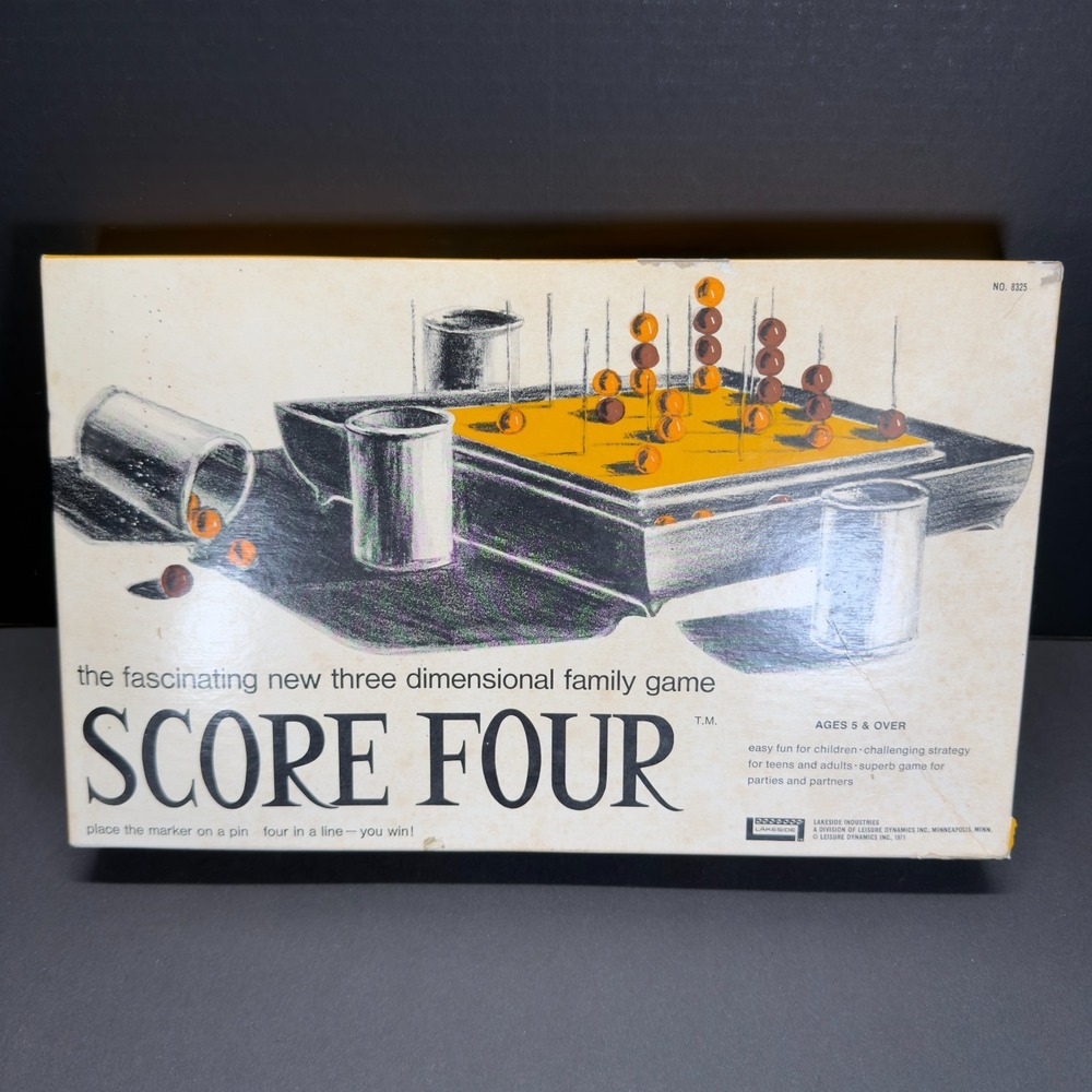 Vintage Lakeside Score Four 1971 Complete 3D Strategy Board Game No‎ 8325